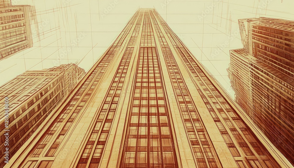 Poster a skyscraper viewed from below an artistic representation