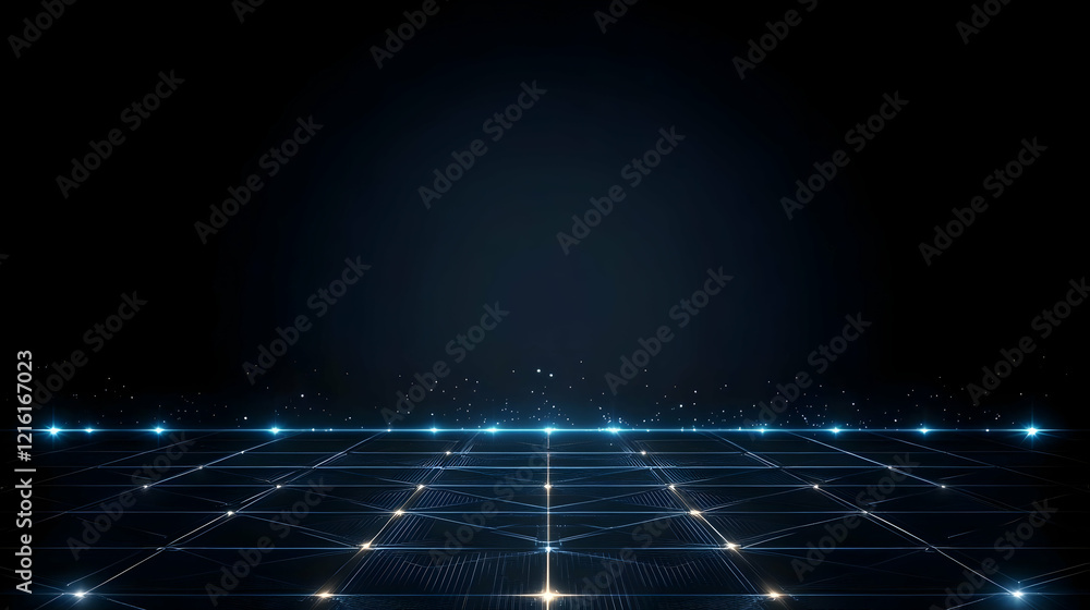 Poster abstract futuristic grid background with glowing lights creates a dynamic and technological ambiance