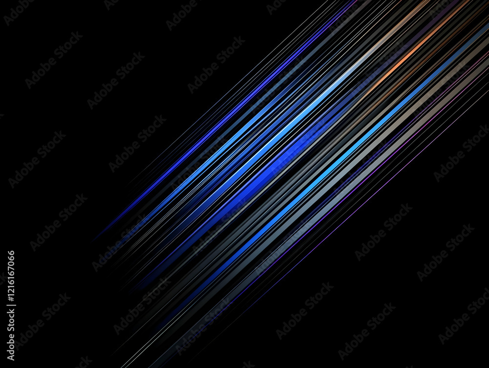 Poster abstract background with diagonal colorful lines creates dynamic visual on black background.