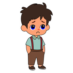 Cartoon Kid Sad Vector Illustration