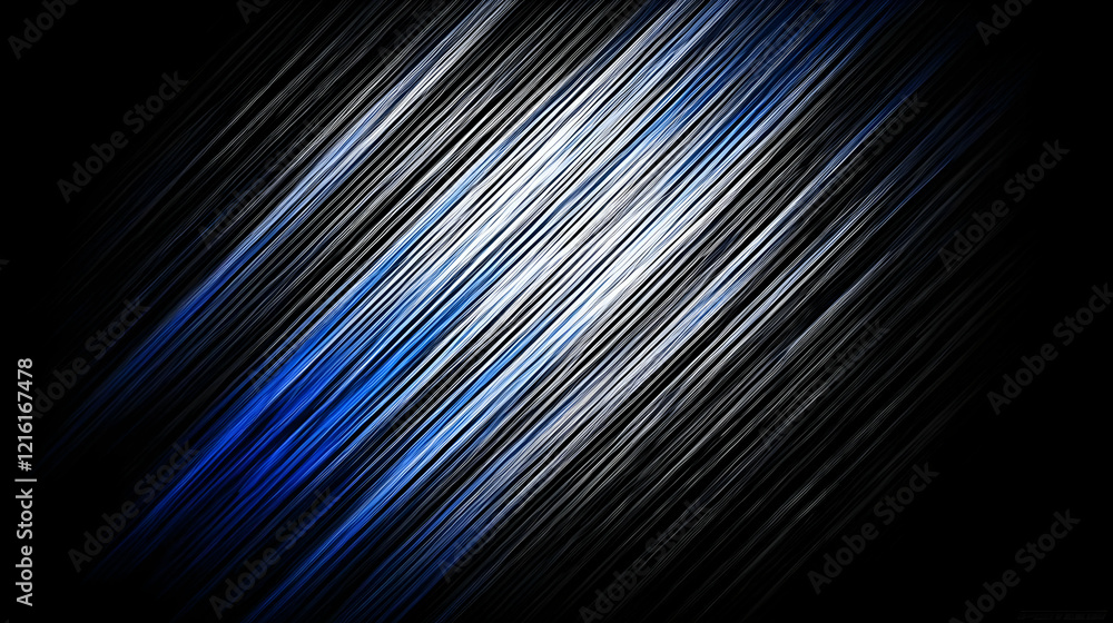 Aufkleber abstract background with diagonal blue and white lines on black dynamically