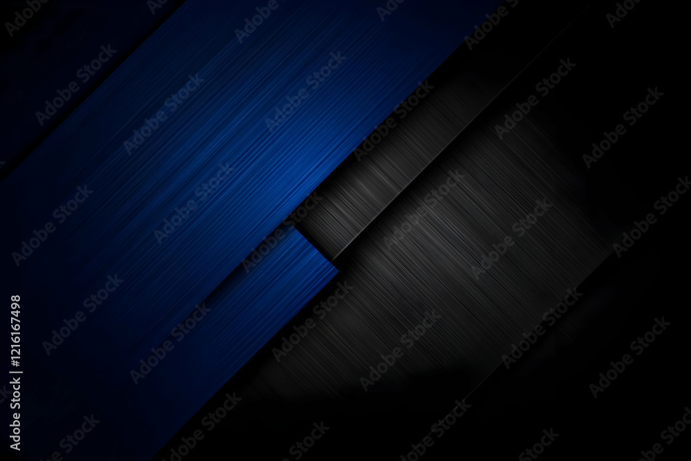 Poster abstract background with blue and black diagonal stripes creates a dynamic and modern design