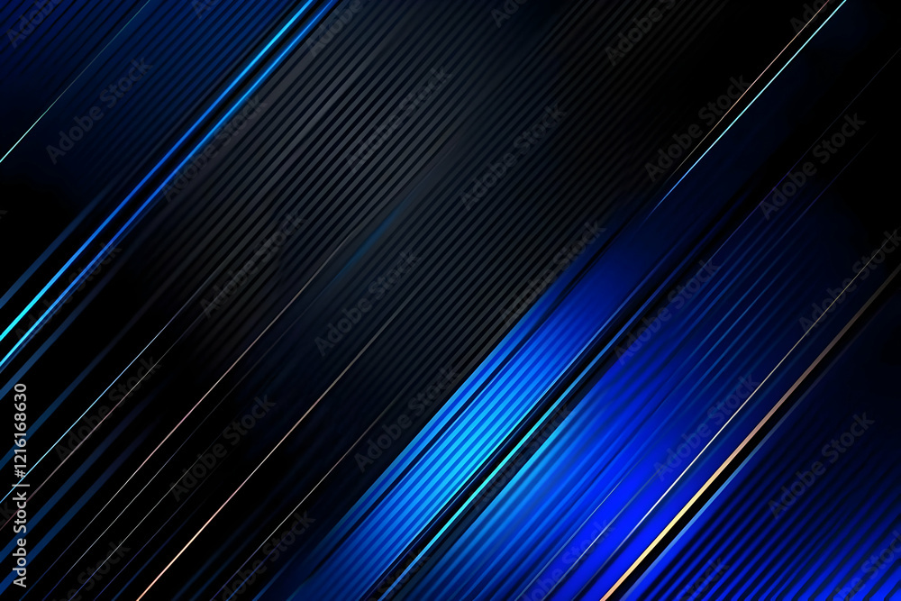 Poster abstract background with diagonal blue and black stripes creating dynamic visual.