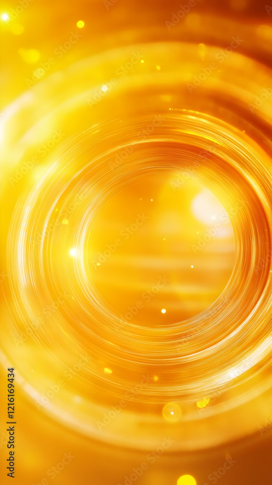 Poster abstract golden swirling light trails create a dynamic circular pattern