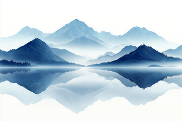 Fototapeta premium mountain lake border, isolated on white background