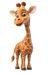 Obraz premium A fun 3D cartoon giraffe character, isolate on white background. cutout png