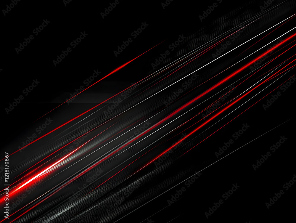 Poster Abstract Black Background with Red and White Diagonal Lines Dynamically Moving