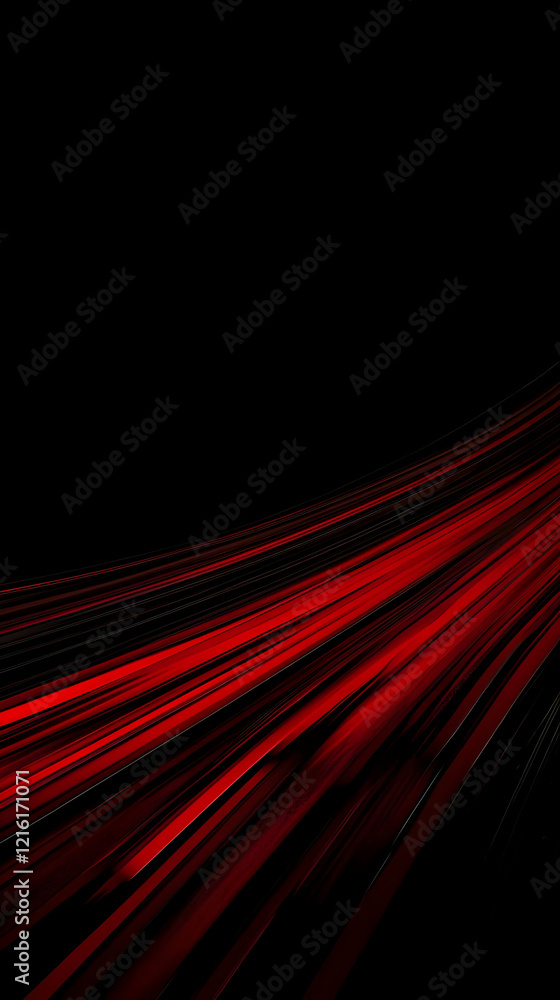 Poster abstract red streaks converge dynamically on a dark background.