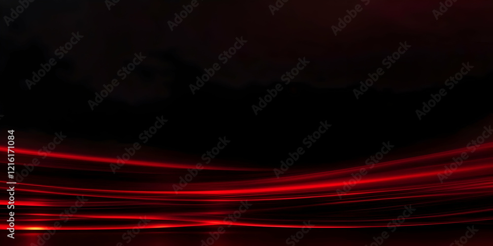 Poster abstract red light trails flowing smoothly across a dark background