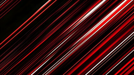 Abstract Red and White Diagonal Lines on a Black Background Create a Dynamic Visual.