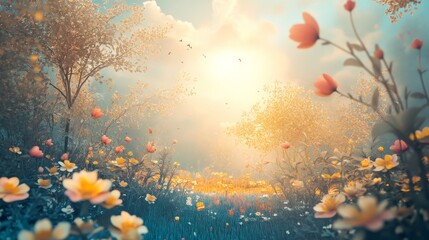 spring equinox 3d illustration concept