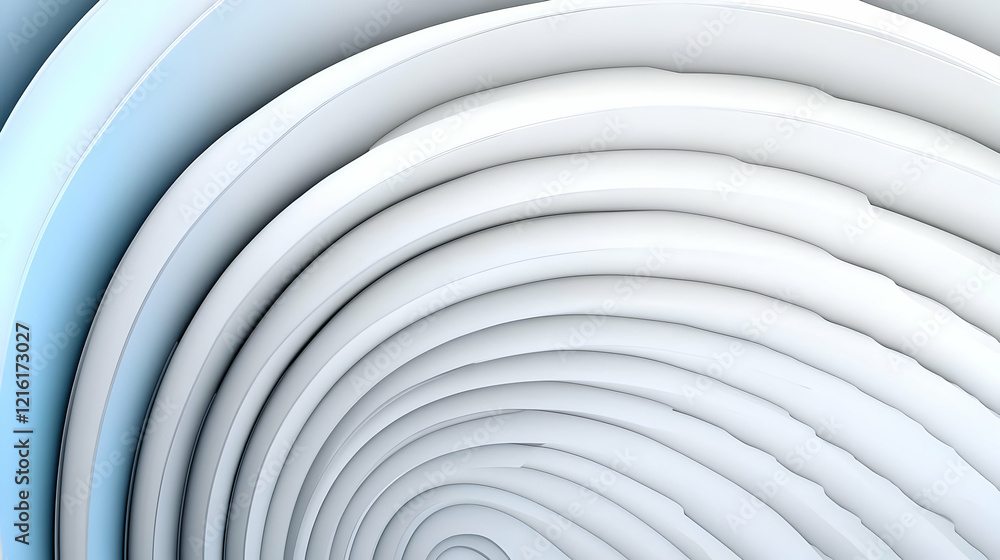 Poster abstract 3d white and blue circular pattern creates a tunnel effect with smooth curves.
