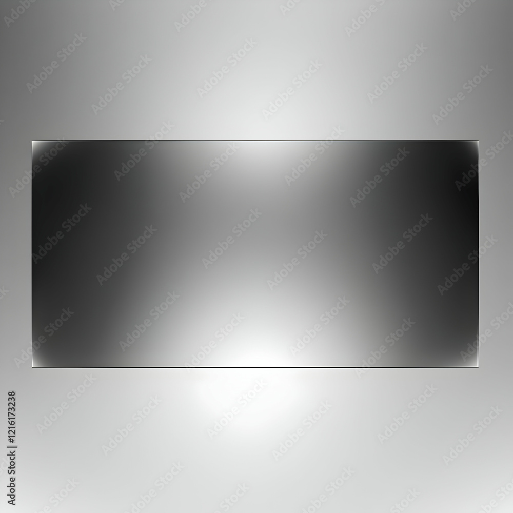 Poster dark gray rectangle floats on a light gray background with subtle lighting