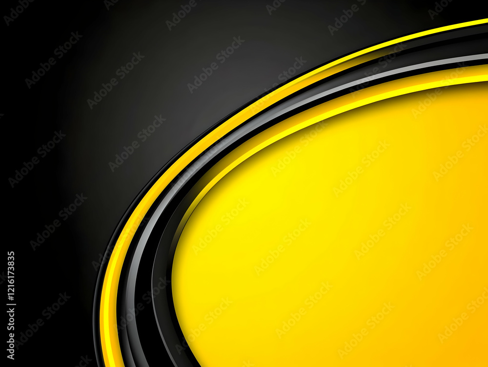Poster abstract yellow and black background creates a dynamic and modern design with smooth curves