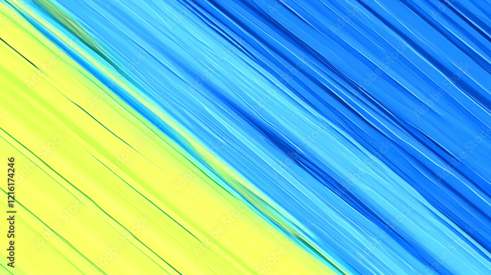 Poster abstract background displays diagonal lines of blue and yellow with smooth color transitions.