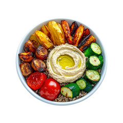 Vibrant Roasted Vegetable and Hummus Bowl with Farro