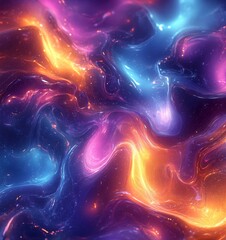 3D Liquid Neon Paint Abstract Digital Background, Generative AI