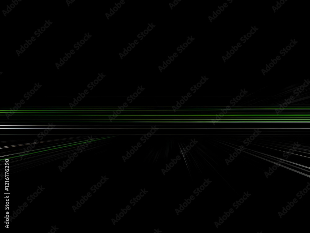 Poster abstract background creates a dynamic perspective with green and gray lines on black
