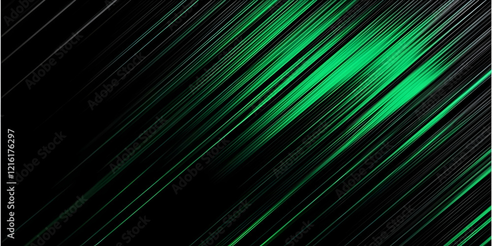Poster Abstract Background with Diagonal Green Lines on Black Dynamically Creates Visual Interest