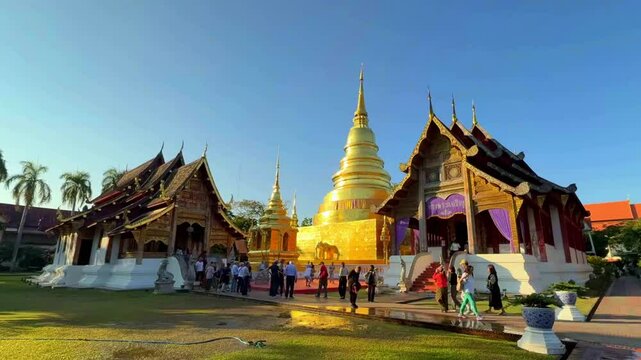Wat Phra Singh Waramahavihan, the temple contains supreme examples of Lanna art and famous ancient landmark  buddhist temple, Chiang Mai, Thailand