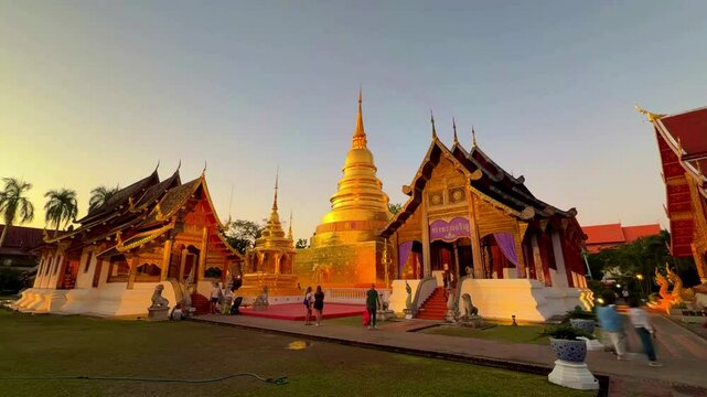 Wat Phra Singh Waramahavihan, the temple contains supreme examples of Lanna art and famous ancient landmark  buddhist temple, Chiang Mai, Thailand
