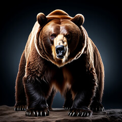 Obraz premium Majestic Arctodus: The Giant Short-Faced Bear Displaying Powerful Muscles and Distinctive Features Against a Seamless White Background