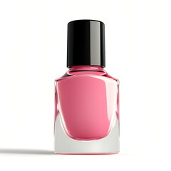 Nail polish bottle with a pink color isolated on white background