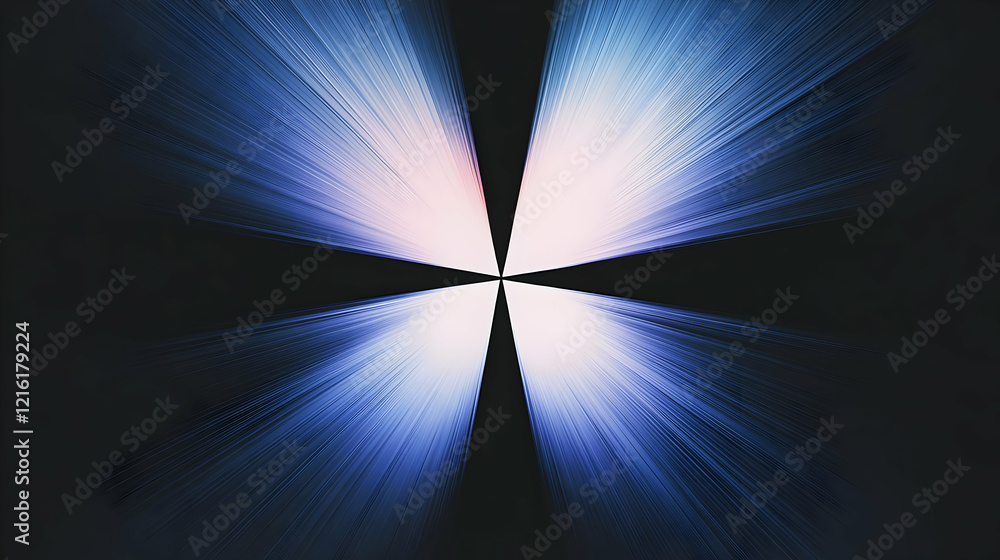 Poster abstract blue and pink light rays converge dynamically on a dark background