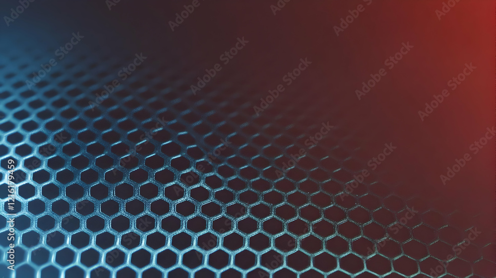 Poster close-up of metallic honeycomb mesh with gradient background