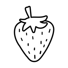 Strawberry. Icon. Outline vector design. Hand drawn illustration on white background.