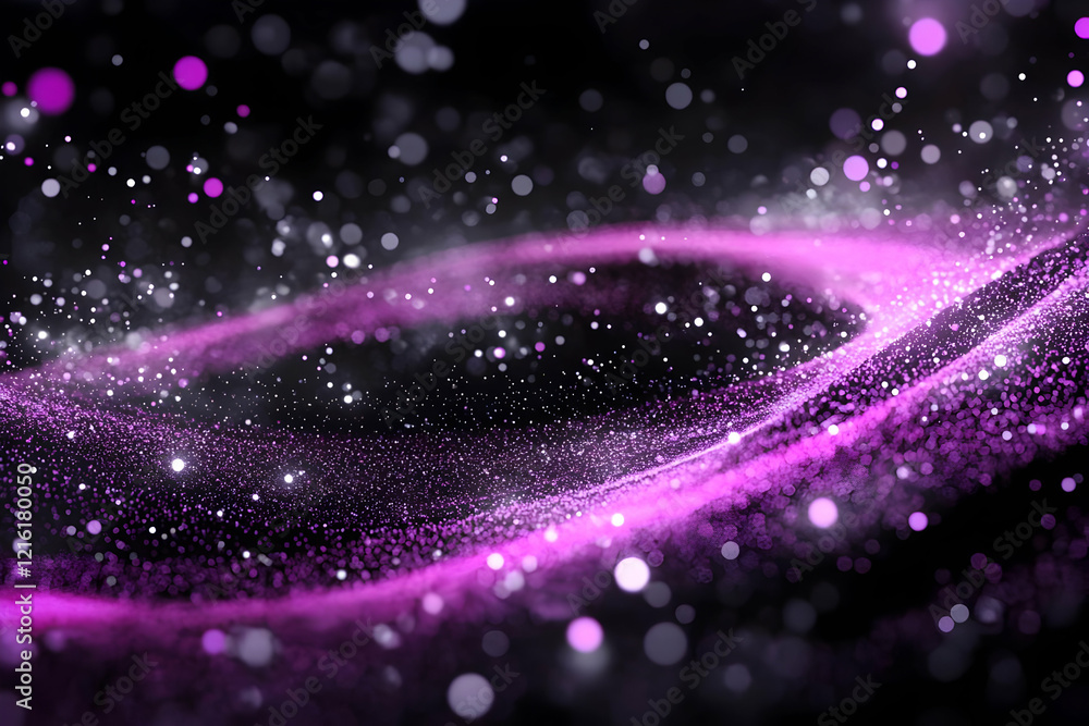 Aufkleber abstract purple swirls with sparkling particles dance dynamically on a dark background