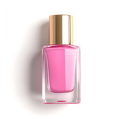 Nail polish bottle with a pink color isolated on white background