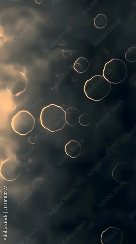 Poster abstract background with golden light bokeh circles and dark atmosphere