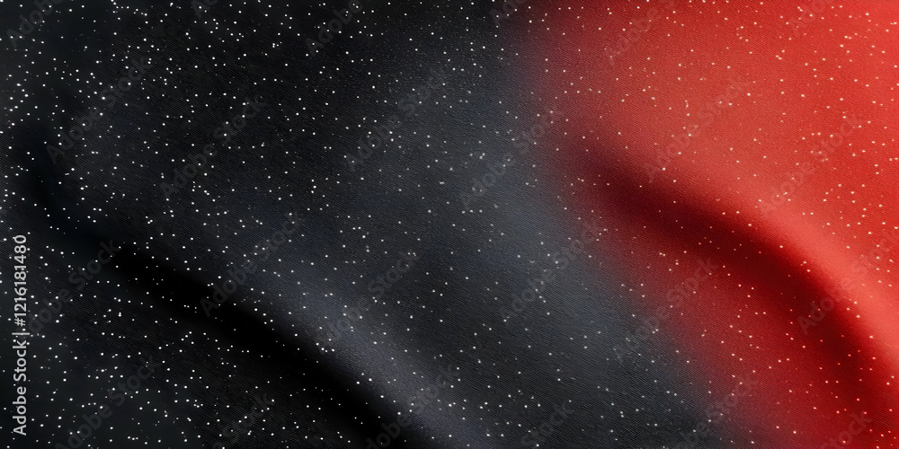Poster sparkling black and red fabric creates a gradient background with subtle shine.