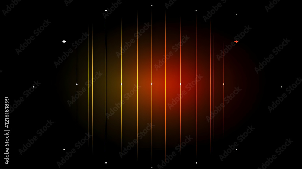 Poster Abstract Background with Red and Gold Vertical Lines and Dots Creates a Modern Look