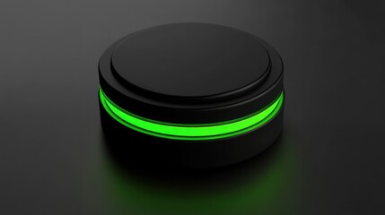 Abstract Green Neon Glowing Black Cylinder Minimalist 3D Render
