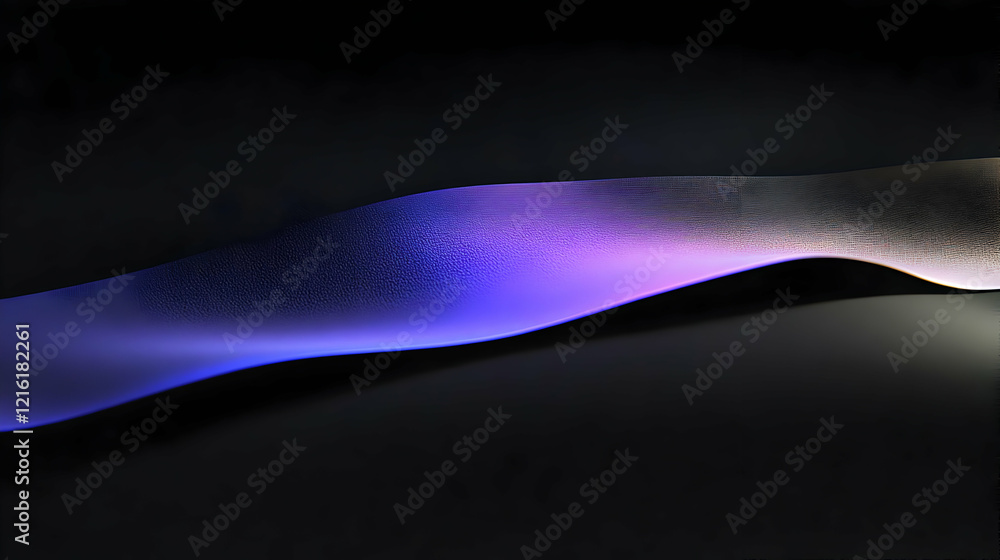 Poster abstract 3d render of a flowing wave with gradient purple and blue on a dark background