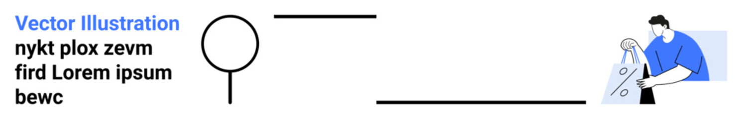 Magnifying glass beside bar chart and man analyzing chart at a desk. Ideal for research, data analysis, scientific study, financial review, academic work, educational content, business strategy