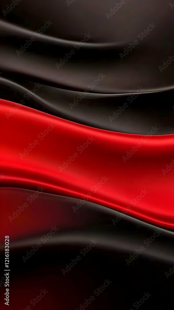 Poster abstract red and black wavy background creates a smooth and elegant design with a luxurious touch.