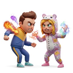 Smiley Showdown: Animated Emoji Clash and Furious Cartoon Face-Off - Isolated on White Background, AI-Generated Brawl of Angry Faces and Fighting Expressions