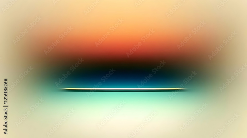 Poster abstract background displays blurry gradient with a thin white line elegantly