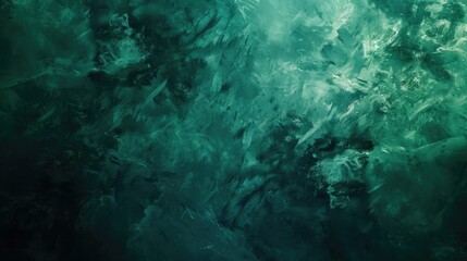 Obraz premium Abstract swirling patterns in shades of teal and dark green, creating a textured background.