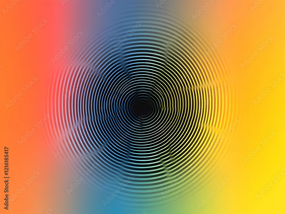 Poster abstract background displays concentric circles radiating outward with a colorful backdrop.