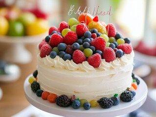 The birthday cake with candles