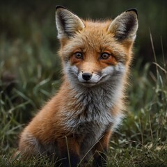 Fototapeta premium Describe the beauty of a baby fox with fur so soft it looks like velvet.