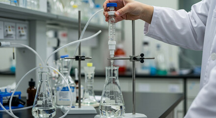 Fototapeta premium Quantitative Analysis: Titration Using Burette & Erlenmeyer