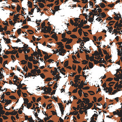 Monochrome Abstract Floral Seamless Pattern Design