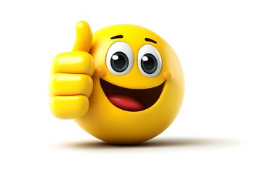 Cheerful Emoji with Thumbs Up Expressing Approval