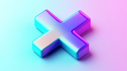 Obraz premium Iridescent Cross Symbol 3D Render Pastel Background