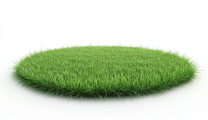 Lush green grass patch isolated on white.